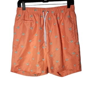 Surf Style Men Swim Shorts Trunks‎ Orange Color Embroidered Size S  NWT